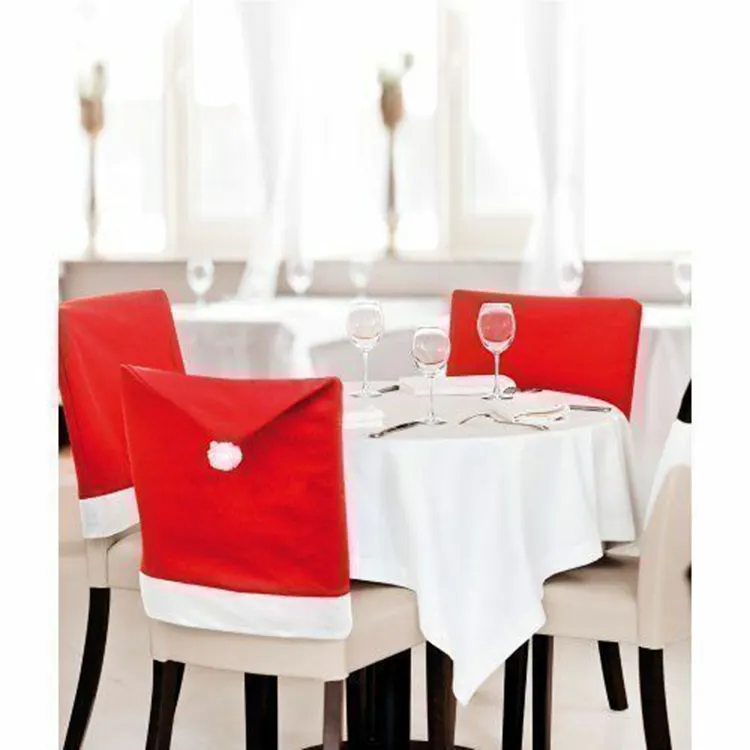 Giáng sinh ghế bao gồm Santa hat ghế bao gồm cho phòng ăn kỳ nghỉ Xmas trang trí màu Đỏ