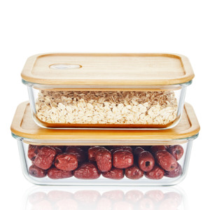 Kiler mutfak dolabı dolabı organizatör yemek kabı ahşap gıda kabı cam yemek kabı - Product Image 6