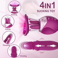 Rosen-Saugvibrator für Frauen 4-in-1 Stoßender Dildo G-Punkt Brustwarzen-Sauger Klitoris-Stimulator Vibrierendes Ei Erotik-Spielzeug