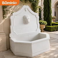Fontaine murale grande taille en pierre blanche sculptée à la main, tête de lion, style classique européen, pour jardin et cour extérieure