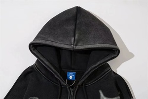 Felpa con Cappuccio Unisex 100% Cotone di Alta Qualità, Stampa <span class=keywords><strong>Ragnatela</strong></span> Hip Hop, Zip Frontale, Modello Corto - Product Image 6