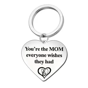 Heart shape engraved letter mother's day gift Stainless steel keychain