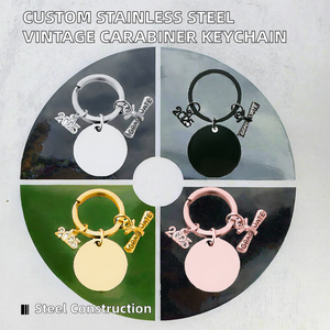Customizable Stainless Steel Vintage Carabiner <b>Keychain</b> Cartoon Fashion Styles <b>Personalized</b> Engraving Letterpress Printing DIY - Product Image 2