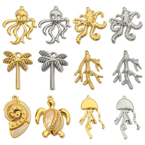 TUF25-D Coral Tree French Coconut Tree Love <b>Titanium</b> Steel DIY Pendant Necklace Fashion <b>Stud</b> Earrings Stainless Steel Jewelry - Product Image 1