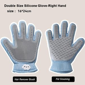 2 in 1 animali domestici toelettatura peli di pelliccia rimuovere la spazzola in <span class=keywords><strong>Silicone</strong></span> rimozione guanti da massaggio doppio lato con Design carino - Product Image 2
