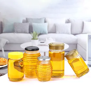 Caixa de armazenamento de óculos 500ml, suporte de vidro de mel, garrafa de vidro, doces, embalagens de mel, jarra de mel em massa