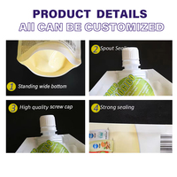 Pochettes personnalisées en plastique pour boissons, sacs d'emballage liquide 100ml 200ml 300ml 350ml, pochettes souples à bec verseur pour jus