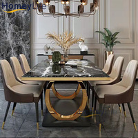 Table à manger moderne italienne européenne en acier inoxydable et marbre pour la maison, l'appartement, la ferme, l'hôtel