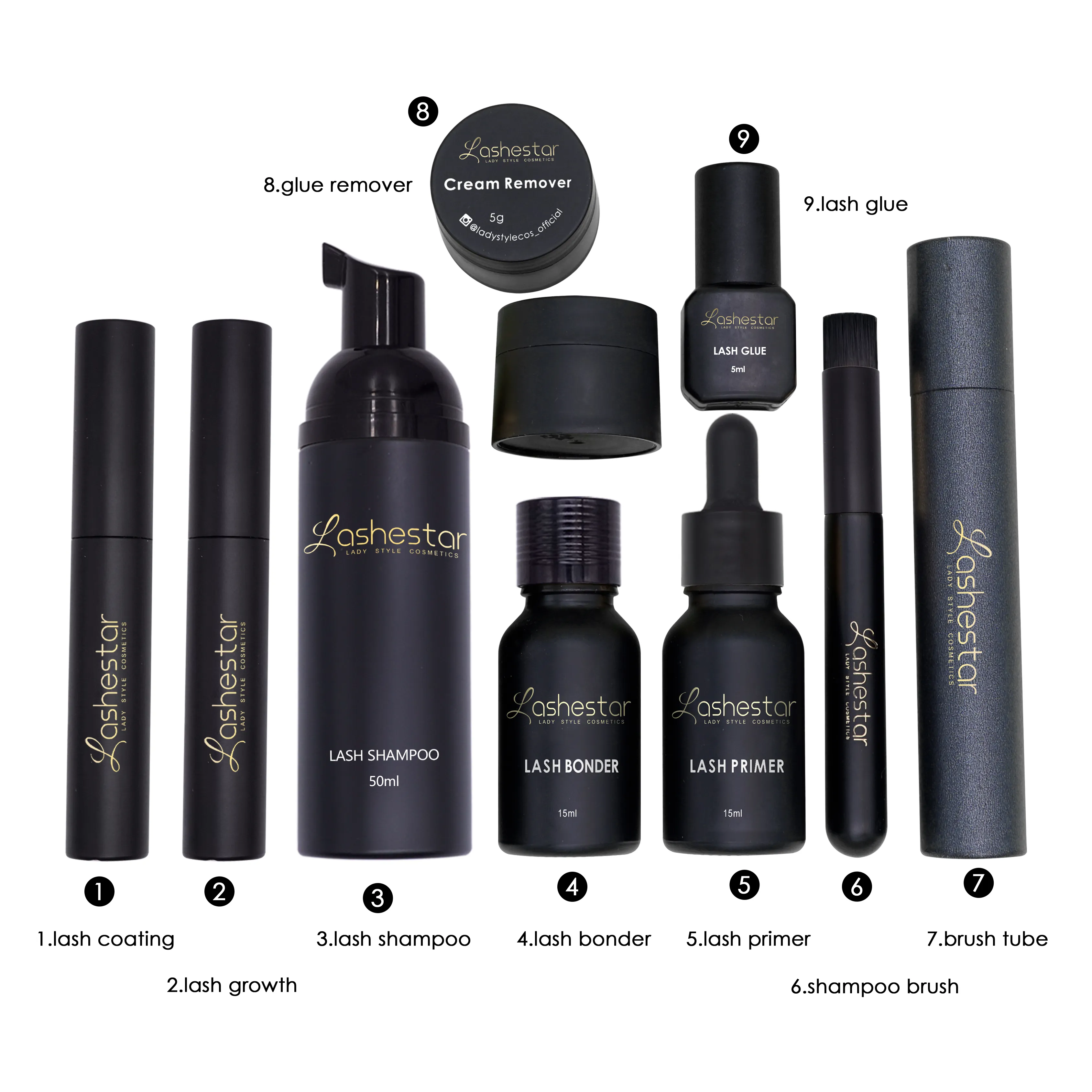 Kit d'extension de cils, produit de qualité supérieure, shampooing, marque privée, OEM, ml