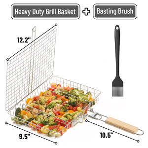 Grill Basket Barbecue BBQ Grilling Basket Stainless Steel Large Folding Grilling Baskets with Handle - Product Image 4