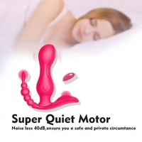 Fernbedienbarer Tragbarer Slip-Vibrator 10 Frequenzen Klitoris G-Punkt Anal Dreifach-Stimulation Doppelmotor IPX6 Wasserdicht
