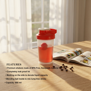600ML BPA Free PP Eco-Friendly Classic <b>Protein</b> for with Lid Mixing for Leak Proof for Gym & Travel - Product Image 1
