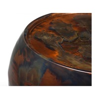 Mesa de centro redonda de metal azul tostado para sala de estar Mesas de centro únicas para muebles de sala de estar con acento