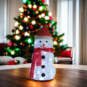 24\" USB 8-Function Timer Remote Control LED Lights 33pcs Powdered Ice Cubes Cloth Snowman For Outdoor Christmas Decorations