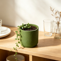 Pot de fleurs cylindrique en béton vert olive mat, texture rugueuse, pot à plantes en ciment, conteneur pour plantes de bureau, couleur personnalisée, vente en gros
