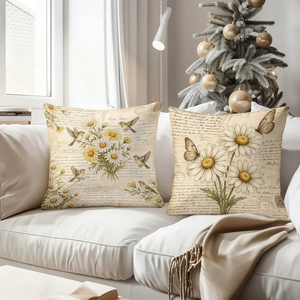 Vintage floral and bird throw pillows with elegant script background for cozy home decor - Product Image 4