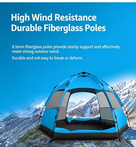 Tente de camping hexagonale automatique, tente mongole à double couche, imperméable, ouverture rapide pour les voyages en plein air, le camping en famille - Product Image 1