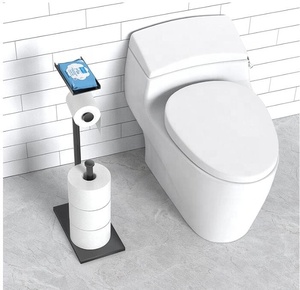 Black <strong>Toilet</strong> <strong>Paper</strong> <strong>Holder</strong> <strong>Stand</strong> with Phone Shelf Bathroom <strong>Toilet</strong> Tissue <strong>Paper</strong> Roll Rack Free Standing Storage Rv Accessories - Product Image 5