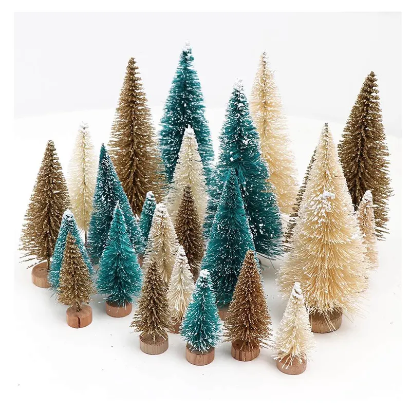 Mini Christmas Trees Desktop Decoration Sisal Trees Bottle Brush Small Pine Trees Christmas Decoration