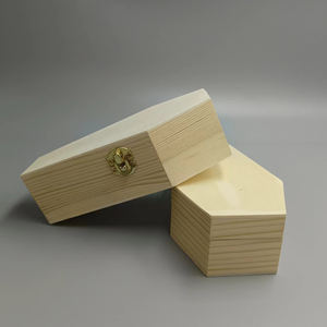 Оптовая продажа, натуральный гроб для домашних животных, большой деревянный подарочный гроб для Хэллоуина, незаконченная деревянная коробка для колец с откидной крышкой - Product Image 1