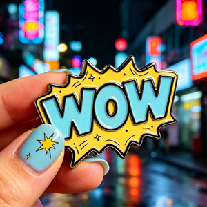 Gran Oferta: Nuevos Pines de Solapa de Esmalte Irregulares con Diseño '<span class=keywords><strong>Wow</strong></span> Doodle', Venta al por Mayor, Accesorios de Metal Personalizados con Diseños de Dibujos Animados y Letras - Product Image 1