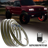 Kingshowstar 10 rangées de lumières LED pour roues, éclairage LED, anneaux lumineux pour roues, lumières de voiture blanches pures