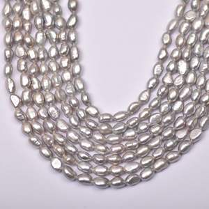 Perles d'eau douce naturelles de forme baroque, faites à la main, pour bricolage, 4-11 mm, brillantes des deux côtés, grises, perles en vrac pour boucles d'oreilles et colliers - Product Image 1