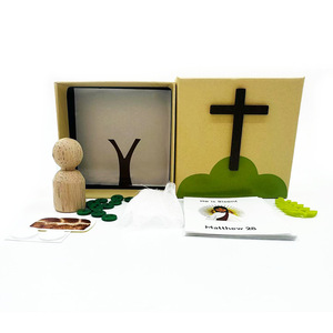 Holy Week Box Set Easter Decorations Religious Wood Craft Gift Box with Cross and Figurine - Product Image 2