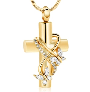 Kalung <span class=keywords><strong>Urn</strong></span> Klasik Emas Stainless Steel untuk Abu Jenazah, Perhiasan Kremasi Bunga Teratai, Liontin Abu Kenangan Unisex untuk Hari Jadi - Product Image 6