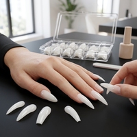 Faux ongles ovales français à couverture complète, extensions d'ongles en acrylique pour salon et DIY