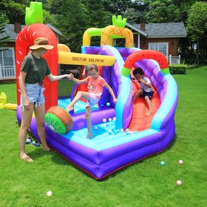 <span class=keywords><strong>Château</strong></span> Gonflable Double en Tissu Oxford Doctor Dolphin Personnalisable pour Enfants, Thème Boxe, Escalade, Fête, Fruits - Product Image 1