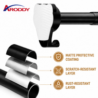 ARODDY Tringle à rideau en acier au carbone de 25 mm, à démontage facile, avec verrouillage interne, sans perçage, 0,7-1,2 m, pour salle de bain, douche, fenêtre, avec crochets