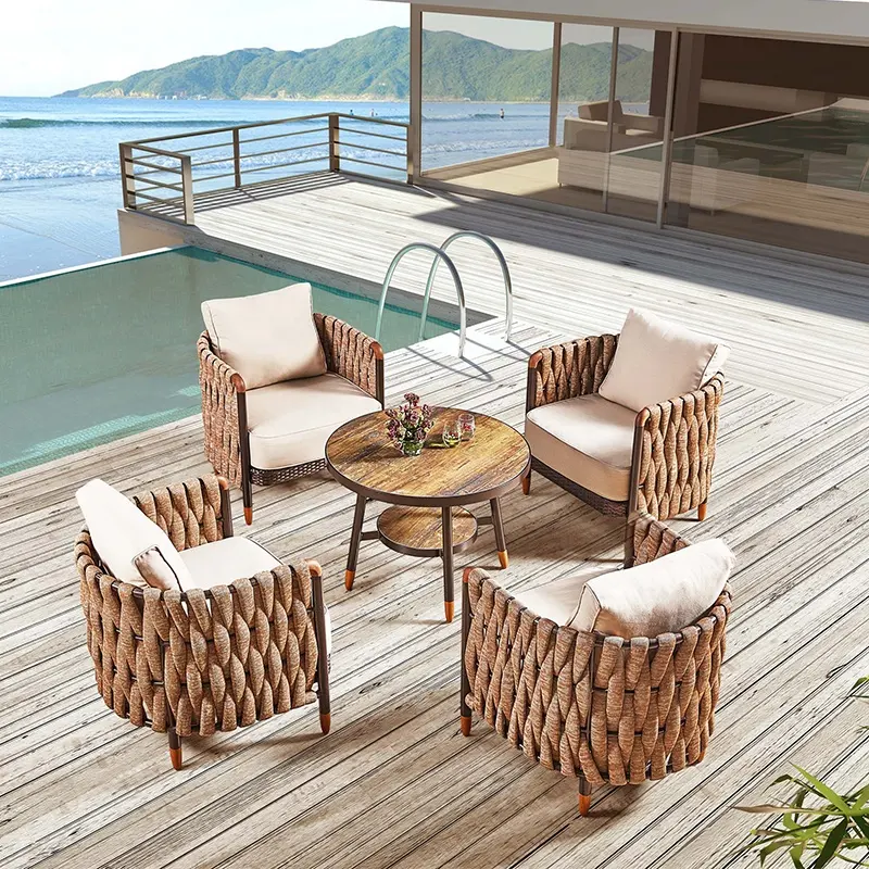 Factory Wholesale Wicker Weaving Sling Rope Garden Furniture PE Rattan Patio Balcony Outdoor Furniture Set