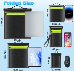 Sacs Faraday anti-EMP (émission électromagnétique) pour ordinateurs portables, tablettes, téléphones, clés de voiture, avec poignée et bande réfléchissante, lot de 5 - Product Image 5