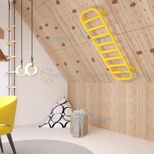 Set de Juego Chiquitos con Pared de Escalada Interior y Escalera de Madera para Gimnasio en Casa de Niños, Parque Infantil Multifuncional con Red de Cuerda y Clavija - Product Image 6