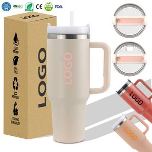 Wholesale 40 oz Adventure Outdoor <b>Double</b> <b>Wall</b> Insulated Travel <b>Mug</b> Stainless Steel Vacuum 40oz Tumbler with Handle and Straws - Product Image 1