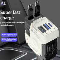 Nouveau chargeur universel rétractable tendance, super rapide, en métal, numérique, 4 en 1, chargeur de voiture USB+PD Type-C, adaptateur de charge
