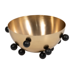 Ciotola decorativa rotonda in metallo con perline nere per centrotavola da caffè, decorazione per la casa. - Product Image 3