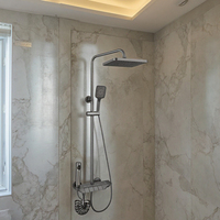 Mitigeur de douche mural numérique en laiton avec barre coulissante, touches piano, jet pluie, finition brossée pour hôtels et villas