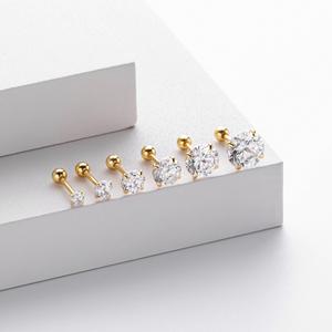 925 Sterling Silver Vintage Party <b>Stud</b> <b>Earrings</b> Round Colorful Zircon <b>Crystal</b> for Women Model L0770 Wholesale Gift - Product Image 5