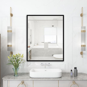 <span class=keywords><strong>Miroir</strong></span> de salle de bain rectangulaire <span class=keywords><strong>grand</strong></span> <span class=keywords><strong>format</strong></span> à cadre noir, <span class=keywords><strong>miroir</strong></span> décoratif mural horizontal pour vanité - Product Image 3