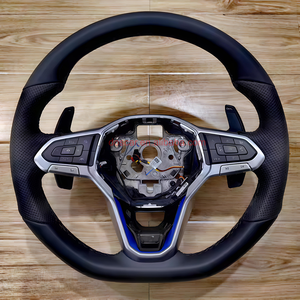 Volante de cuero completo medio perforado DOS <span class=keywords><strong>R</strong></span> <span class=keywords><strong>Line</strong></span> para Golf 5 6 7 <span class=keywords><strong>R</strong></span> MK5 MK6 MK7 Jetta Polo Passat CC B6 B7 - Product Image 1