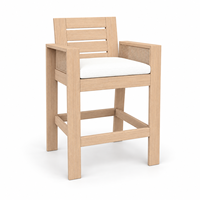 Ensemble de table et chaises de bar en teck pour l'extérieur, mobilier de bar haut moderne pour patio avec chaises rembourrées pour hôtel, restaurant