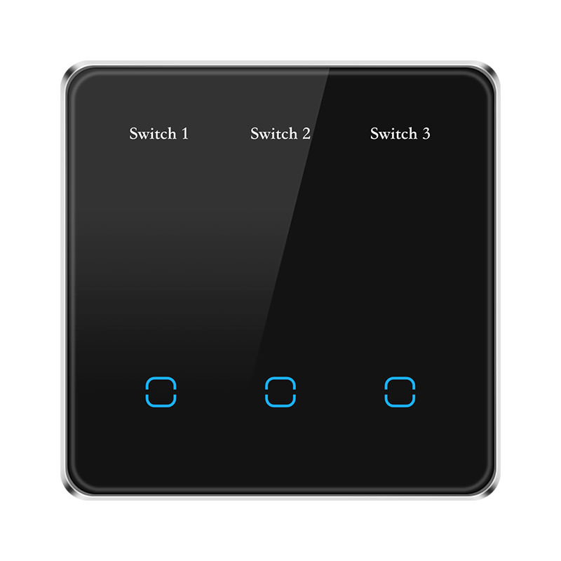 3 gang LED Screen switch-Black