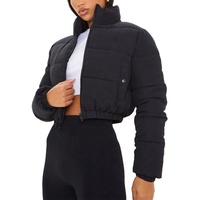 OEM Blouson d'hiver matelassé pour femme, coupe courte, taille haute, col montant, style bomber aviateur