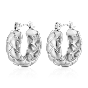 Nuevos pendientes populares en relieve, joyería al por mayor, pendientes gruesos de textura clásica chapados en oro de acero inoxidable a la moda para mujer - Product Image 4