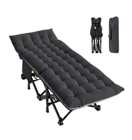 Lit de camping pliable XXL DoCred avec matelas et sac de transport - Lit portable robuste pour usage extérieur et intérieur, lit d'appoint