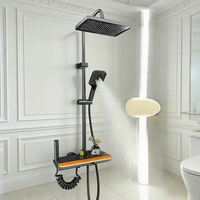 Ensemble de douche chaud/froid pour salle de bain, 4 fonctions, système de pluie, robinet thermostatique à affichage numérique piano, jet de pluie de surface
