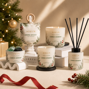 Aikun Green Window Box 3 Bottle Display Custom Packaging Bulk Order Scented <b>Candle</b> Reed Diffuser <b>Gift</b> <b>Set</b> for Christmas Gifting - Product Image 4