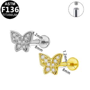 Pendientes de Cartílago de Titanio ASTM-F316 para Mujer, Diseño de Mariposa, Regalo de Compromiso o Boda, Joyería de Perforación al por Mayor - Product Image 3
